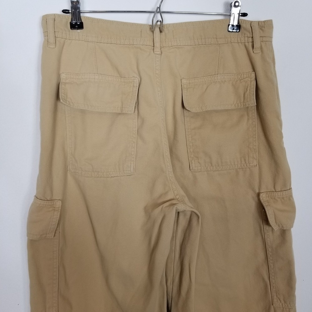 Mango Women Wide Leg Cargo Pants Sz Us 10 Khaki‎ Y2K Full Length Baggy City - Picture 5 of 8